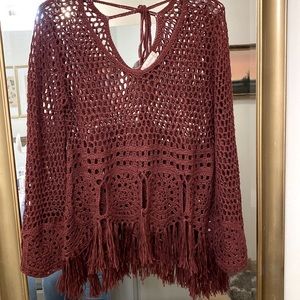 Burgundy crocheted top